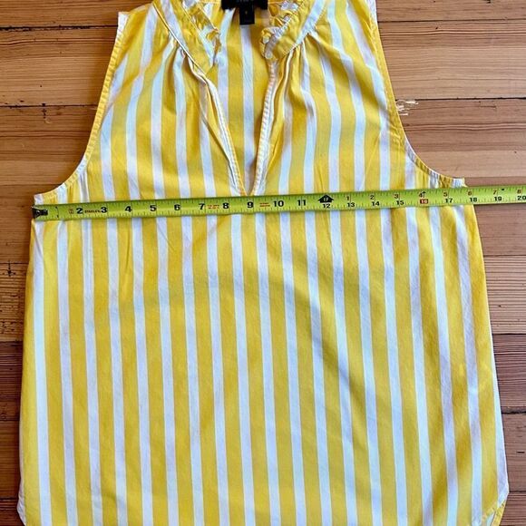 J. Crew ruffle neck top in wide-stripe cotton poplin. Size 2. - Picture 5 of 9